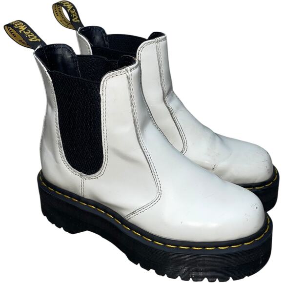 Dr. Martens 2976 Quad White Leather Chelsea Platform Boots    Size: US 6 Ladies - Picture 1 of 8